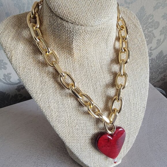 Big Red Heart Necklace - Picture 3 of 4
